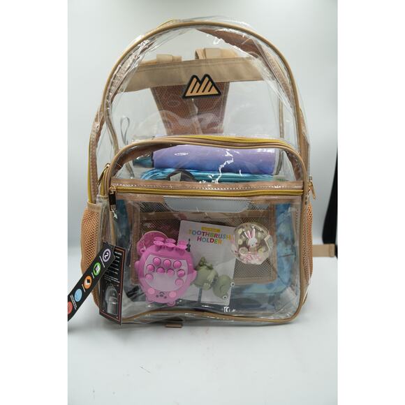 Clear Back-to-School Bundle | Tan Transparent Backpack + Blue Fulton Lunchbox - Picture 2 of 16